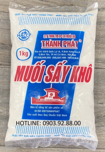 Muối sấy khô túi 1kg - Muối IOD Thành Phát - Công Ty TNHH TM DV Sản Xuất Muối IOD Thành Phát